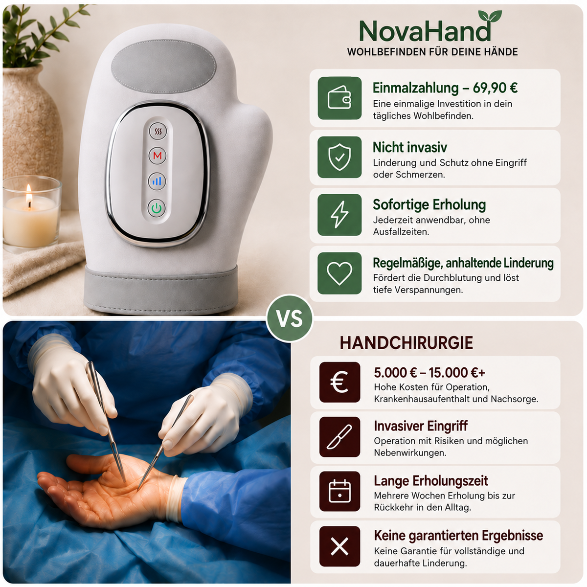 NovaHand™ Therapiehandschuh – Linderung bei Gelenkbeschwerden, Steifheit, Entzündungen und Schmerzen in 15 Minuten