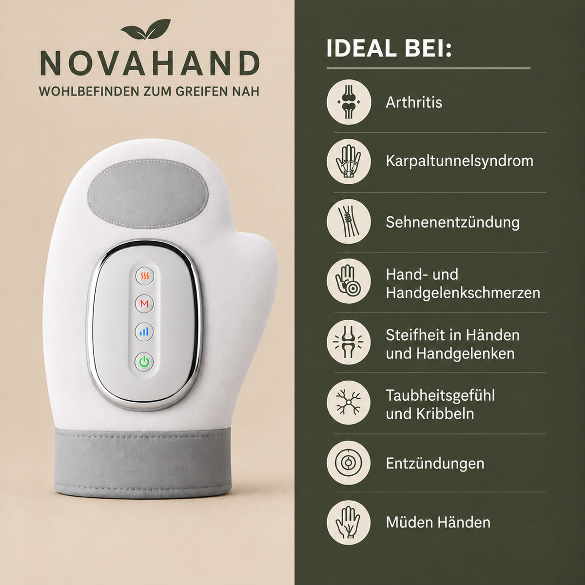 NovaHand™ Therapiehandschuh – Linderung bei Gelenkbeschwerden, Steifheit, Entzündungen und Schmerzen in 15 Minuten