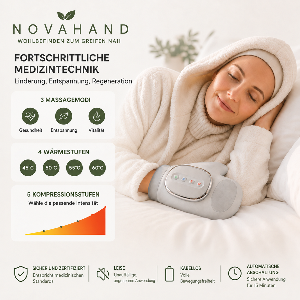 NovaHand™ Therapiehandschuh – Linderung bei Gelenkbeschwerden, Steifheit, Entzündungen und Schmerzen in 15 Minuten