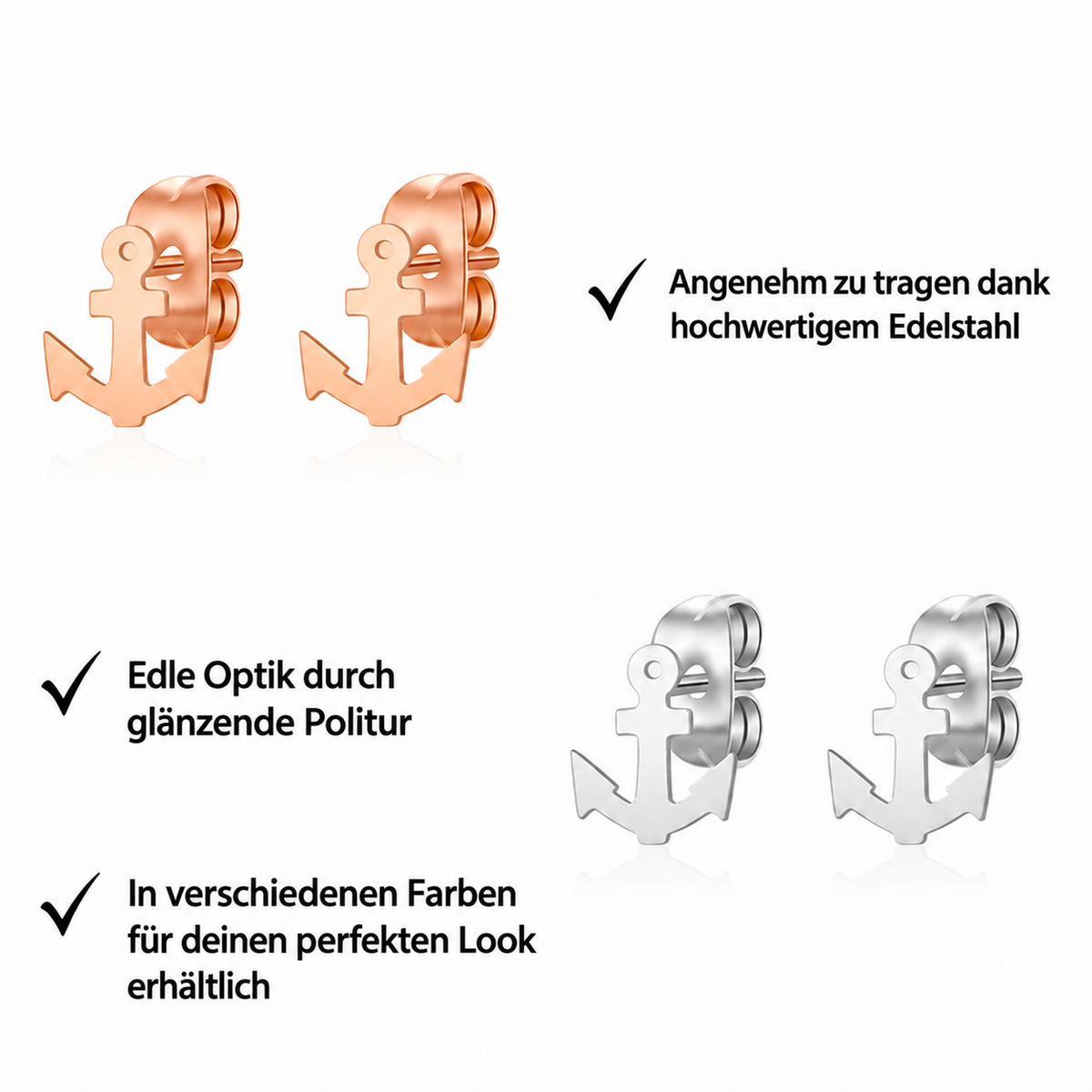 NovaHook™ – Ohrstecker in Ankerform aus Edelstahl ⚓