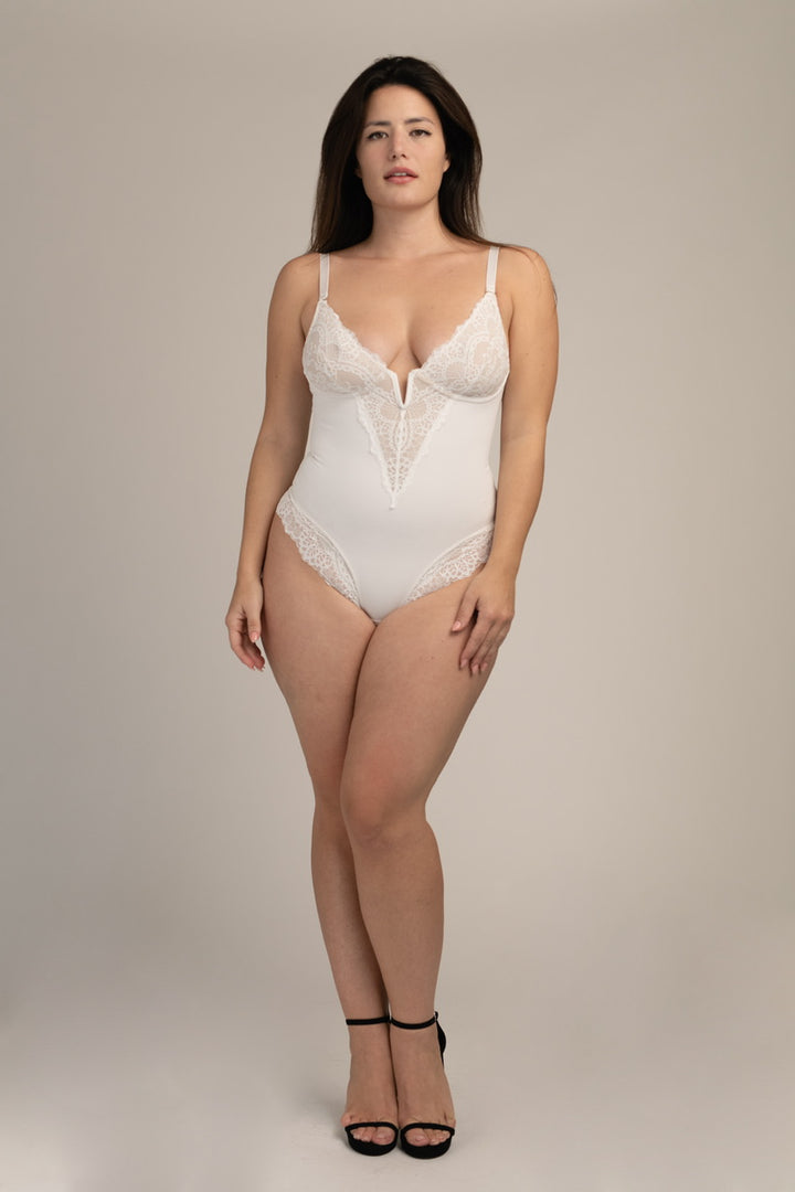 NovaCute - Body Contenitivo in Pizzo con Scollo a V